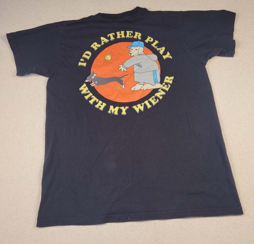 Dog Limited Shirt Mens Medium Black I'd Rather Play With My Wiener Graphic Tee